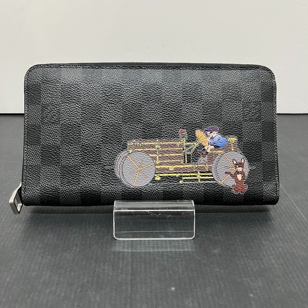 Louis Vuitton Zippy Wallet Organizer Damier Wallet Canvas Leather Graphite Black